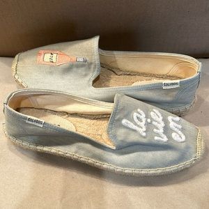 Soludos Women's La Vie En Rosé 1” Platform Smoking Slippers size 7.5